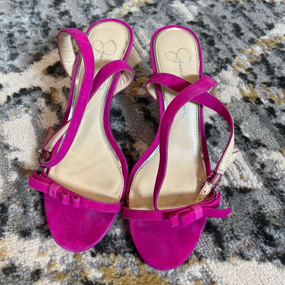 Jessica Simpson Hot Pink Strappy Heels Sz 6